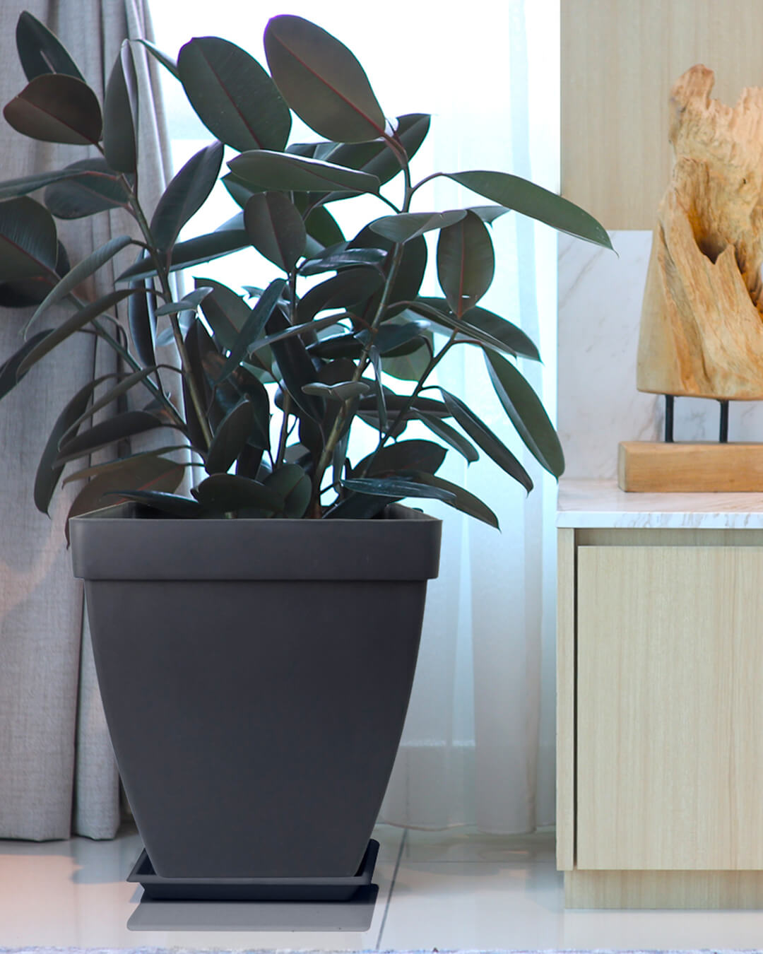 BABA ZEN GREY COLOUR FLOWER POT IN LIVING ROOM DECORATION